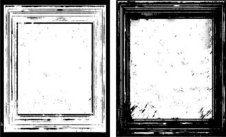 tow different frames with grunge textures, old frame with a frame, antique photo frame, black and white grunge frames with a border, two black and white frames set square vintage photo frame vector