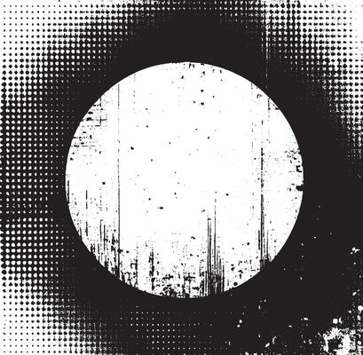 a black and white halftone circle with a white dot vintage frame , grunge frame border for your design, A squ Vintage grunge border black and white square frame with a white background,