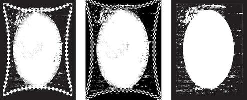 three black and white vertical vintage grunge frame banners with a white border, a set of four square frames with grunge paint, square frames with grunge texture , black and white frame set vector