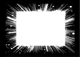 a black and white square frame with a white starburst vector