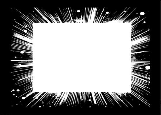 a black and white square frame with a white starburst