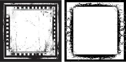 two black and white frames with grunge texture, grunge frame set vector
