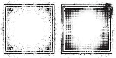 tow different frames with grunge textures, old frame with a frame, antique photo frame, black and white grunge frames with a border, two black and white frames set square vintage photo frame vector