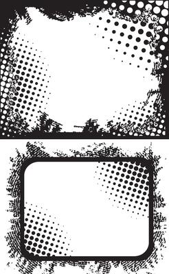 tow different frames with grunge textures, old frame with a frame, antique photo frame, black and white grunge frames with a border, two black and white frames set square vintage photo frame
