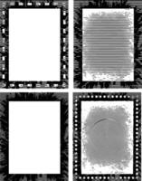 four black and white grunge frames with a square in the middle, four square frames with grunge texture , vector