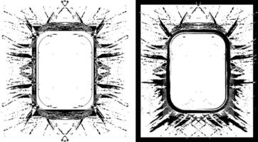 antique photo frame, black and white grunge frames with a border, two black and white frames set with a grunge texture, vintage photo frame vector