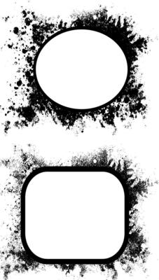 black and white grunge frames with splashes, old frame with a frame, antique photo frame, black and white grunge frames with a border, two black and white frames set with