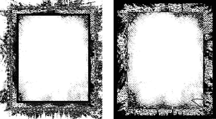old frame with a frame, antique photo frame, black and white grunge frames with a border, two black and white frames set with a grunge texture, square vintage photo frame