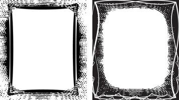antique photo frame, black and white grunge frames with a border, two black and white frames set with a grunge texture, vintage photo frame vector