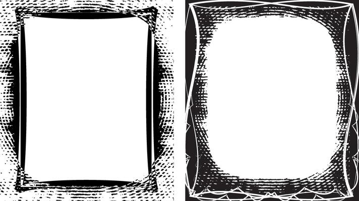 antique photo frame, black and white grunge frames with a border, two black and white frames set with a grunge texture, vintage photo frame