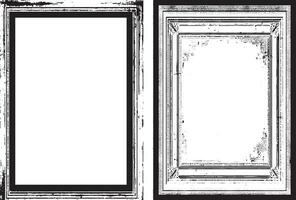 antique photo frame, black and white grunge frames with a border, two black and white frames set with a grunge texture, vintage photo frame vector