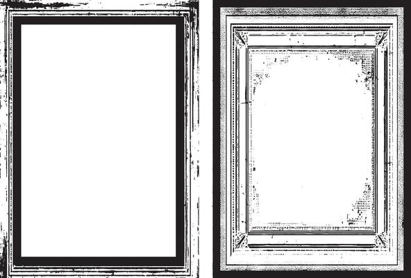 antique photo frame, black and white grunge frames with a border, two black and white frames set with a grunge texture, vintage photo frame