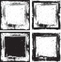four square frames with grunge paint on them, black and white frame, set of grunge frames, ,grunge frame set, vector