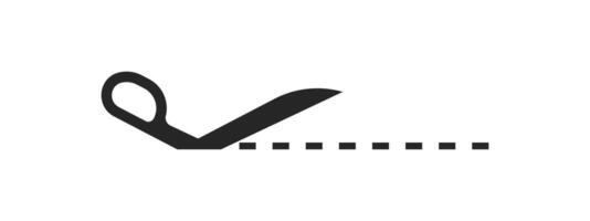 Cut line icon with scissor, cut here guidance, scissors and dash. Coupon mark and symbol for cropping, signifying voucher. illustration vector