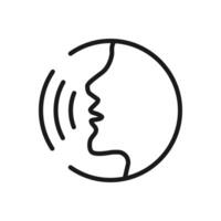Speaking icon. Talk person sign or symbol , man with open mouth and sound wave , Voice command, speech icon for interact vector