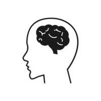 Head with brain symbol icon vector