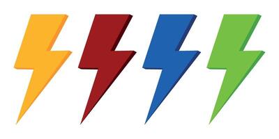 Set of colorful lightning icons vector