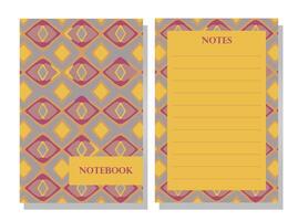 Seamless geometric pattern notebook cover stationery. Maroon, gray and yellow. Elegant, sophisticated. Eye-catching visually appealing. Versatile adaptable. High-quality design. Professional design. vector