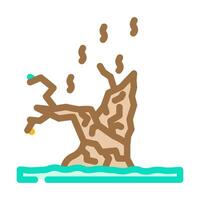 charred tree trunk wildfire disaster color icon illustration vector