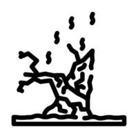 charred tree trunk wildfire disaster line icon illustration vector