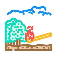 arson forest wildfire disaster color icon illustration vector