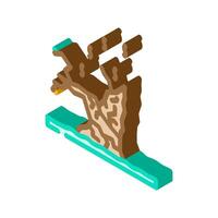 charred tree trunk wildfire disaster isometric icon illustration vector