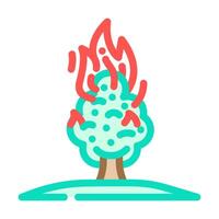 flaming tree wildfire disaster color icon illustration vector