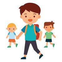 three classmates going to school vector