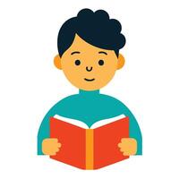 student reading book on desk vector