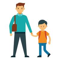 beautiful boy with father going to school vector