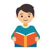smart boy reading book on desk vector