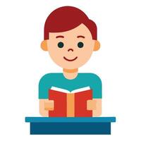 reading book on desk vector