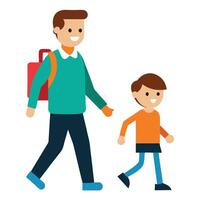 a boy with father going to school vector