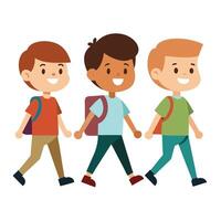 three boys going to school vector