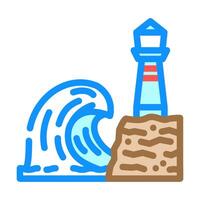 high waves hurricane disaster color icon illustration vector