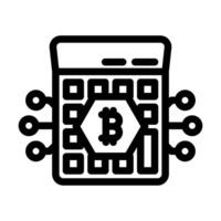 calculator cryptocurrency mining line icon illustration vector
