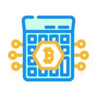 calculator cryptocurrency mining color icon illustration vector