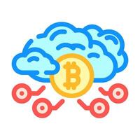 cloud cryptocurrency mining color icon illustration vector