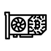 gpu cryptocurrency mining line icon illustration vector