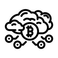 cloud cryptocurrency mining line icon illustration vector