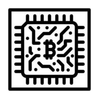 cpu cryptocurrency mining line icon illustration vector