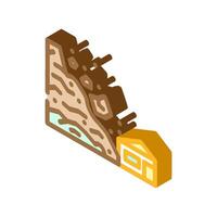 landslide natural phenomena isometric icon illustration vector