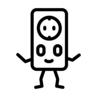 electrical socket character line icon illustration vector