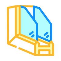 double pane windows energy conservation color icon illustration vector