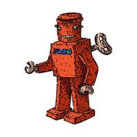 clockwork wind up toy sketch hand drawn vector