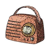 broadcast retro radio sketch hand drawn vector
