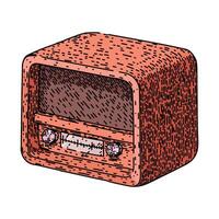 analog retro radio sketch hand drawn vector