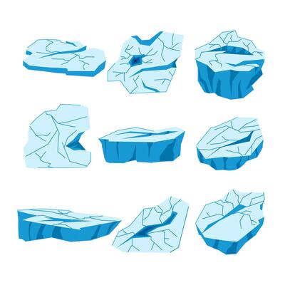 ice crack set cartoon illustration
