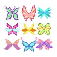 fairy wings set cartoon illustration vector