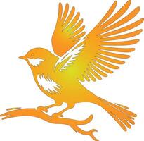 Orange and yellow color bird design with white background . vector